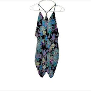 ZURY Women's Purple Blue Floral Flowing Sheer Summer Top‎ Size S/M